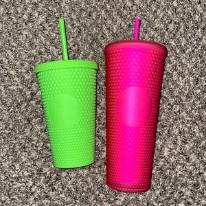 Starbucks studded set neon pink neon green